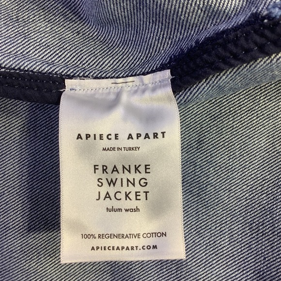 Apiece Apart Franke Swing Jacket Blue Denim Button Front Size Small Womens NWT - Picture 9 of 14